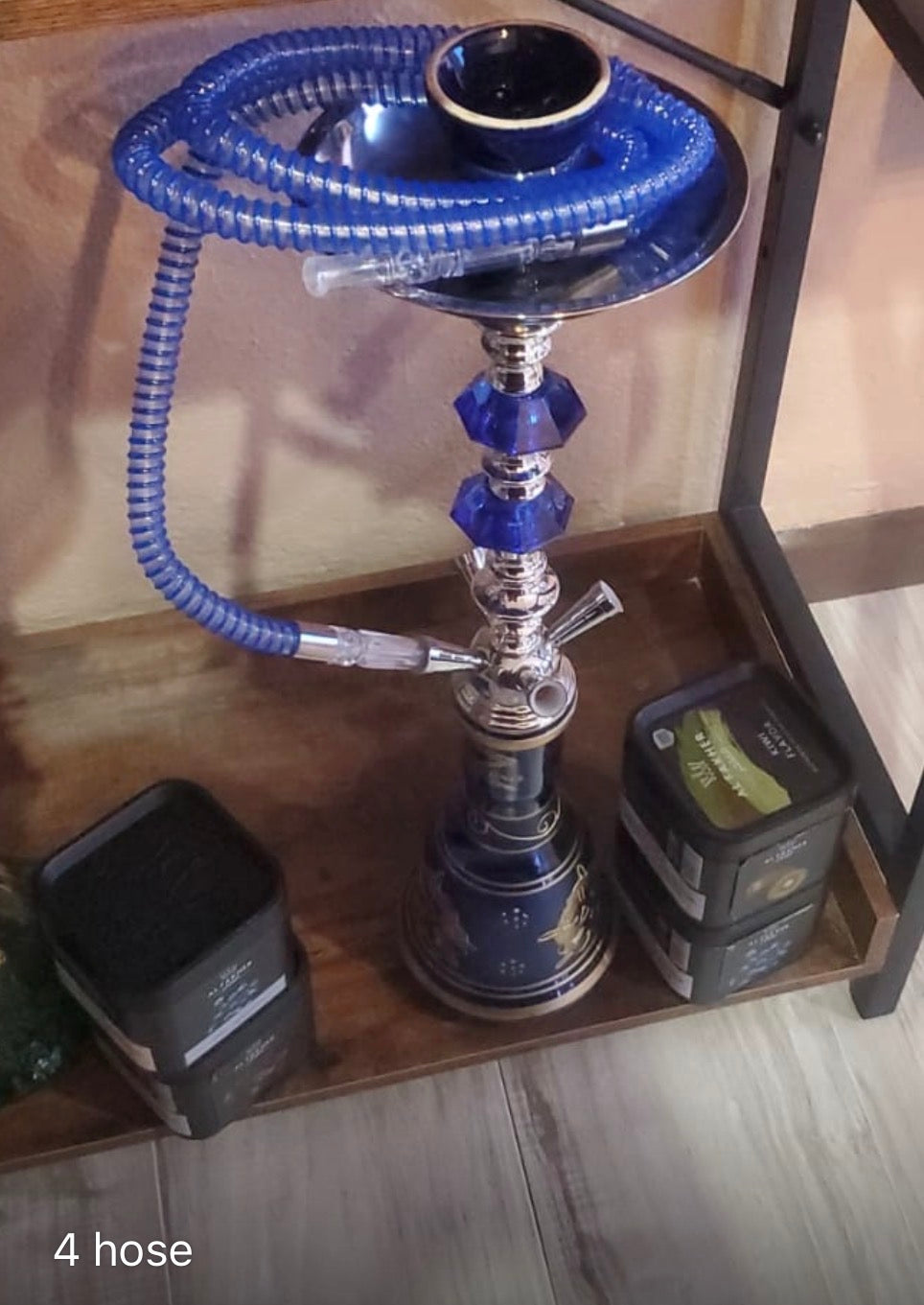 Alpha Zebra Hookah 22” - 4 Hose-Blue