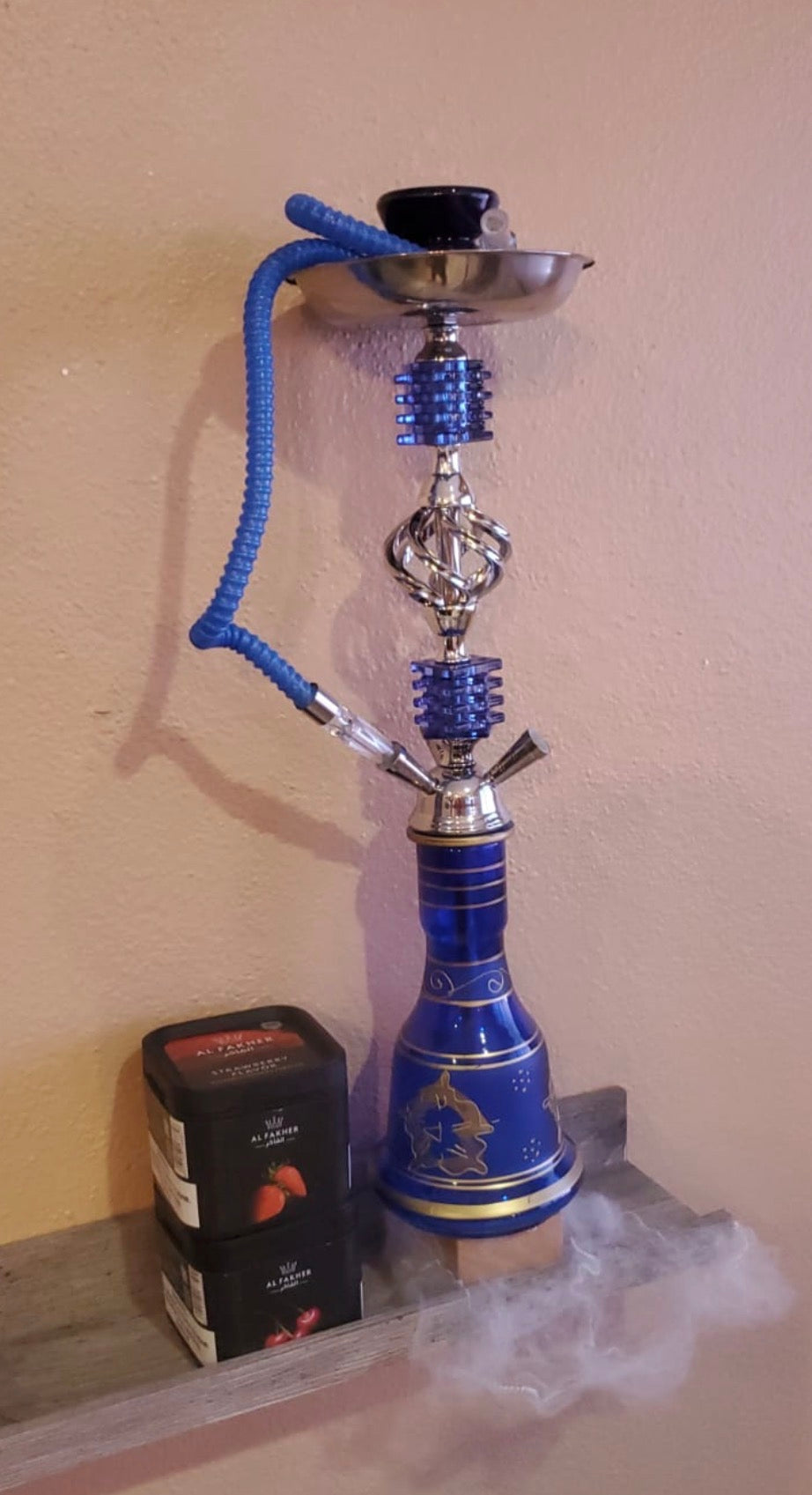 Zebra Smoke Sharing 22”- 3 Hose Hookah-Blue