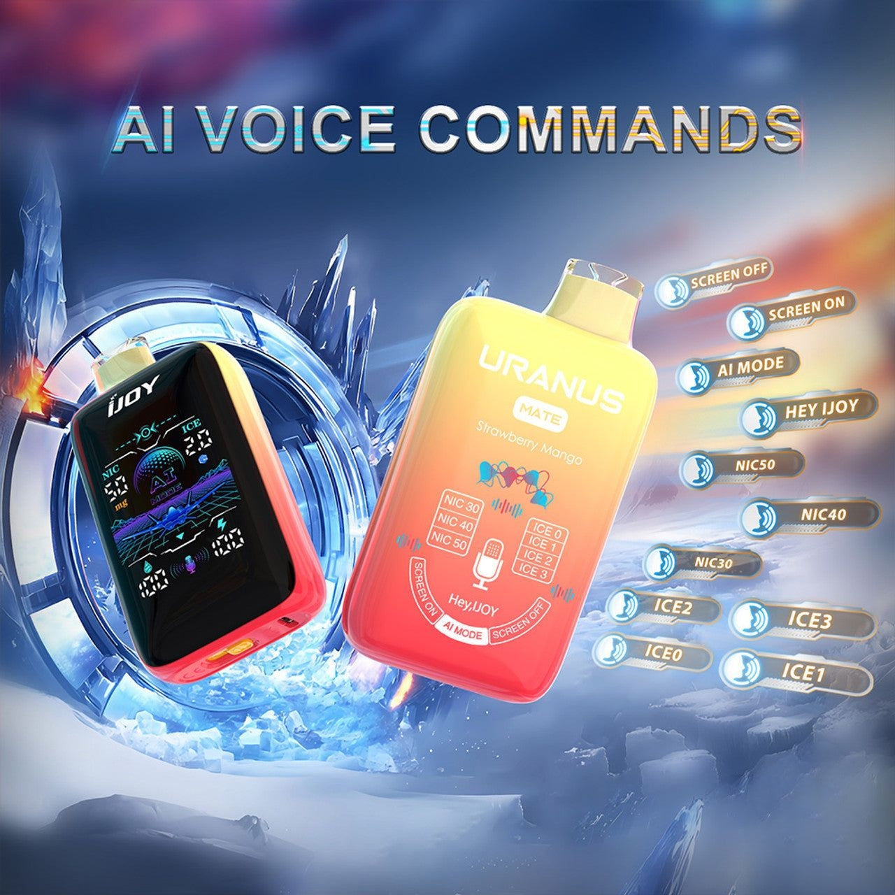 iJoy Uranus Mate 40K Puffs 20ML Disposable Device With Nic + Ice Control & Al Generating Mode