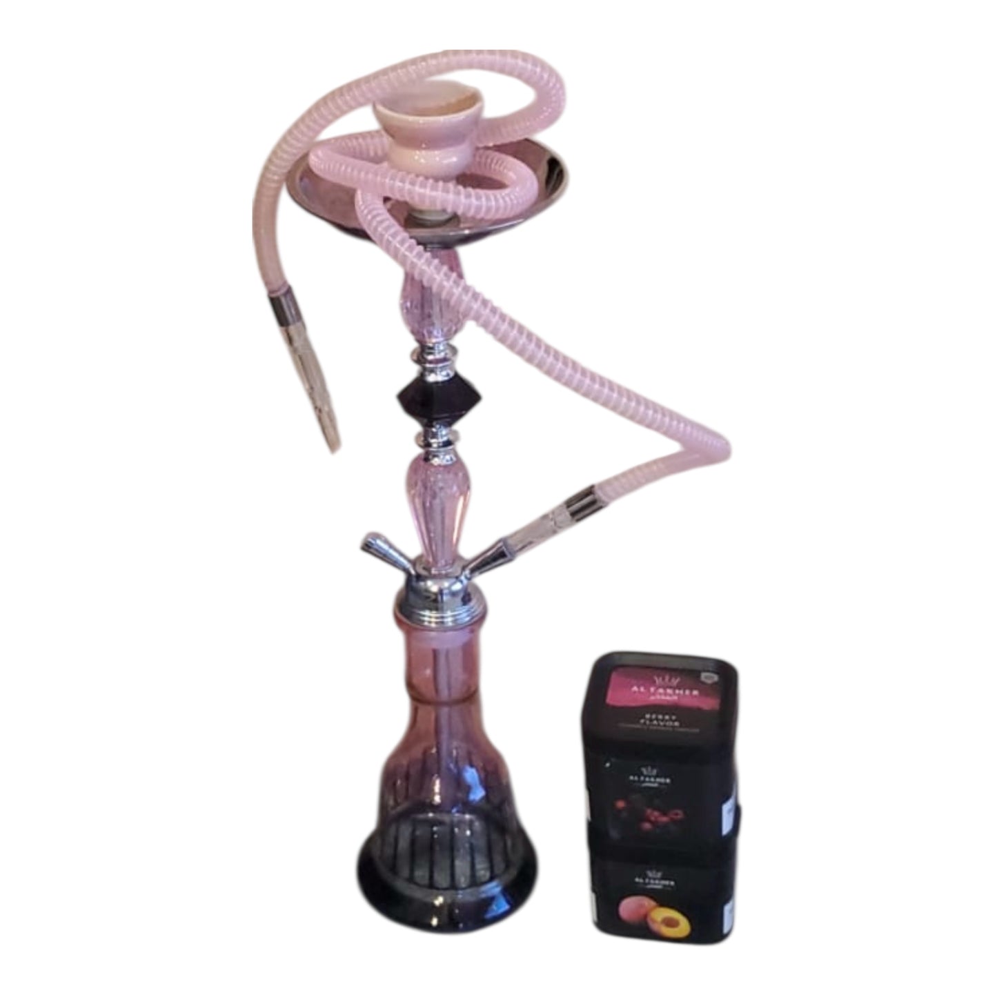 Zebra Smoke Kevin 21”- Double Hose Hookah-Pink