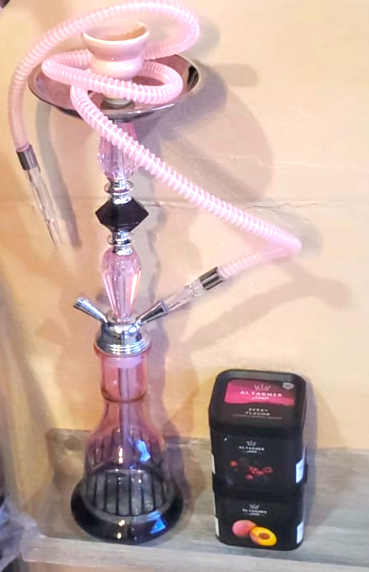 Zebra Smoke Kevin 21”- Double Hose Hookah-Pink