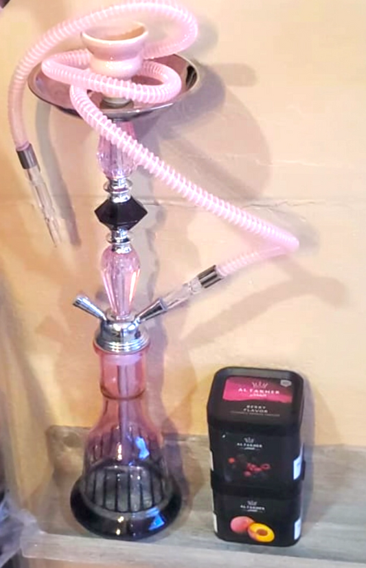 Zebra Smoke Kevin 21”- Double Hose Hookah-Pink