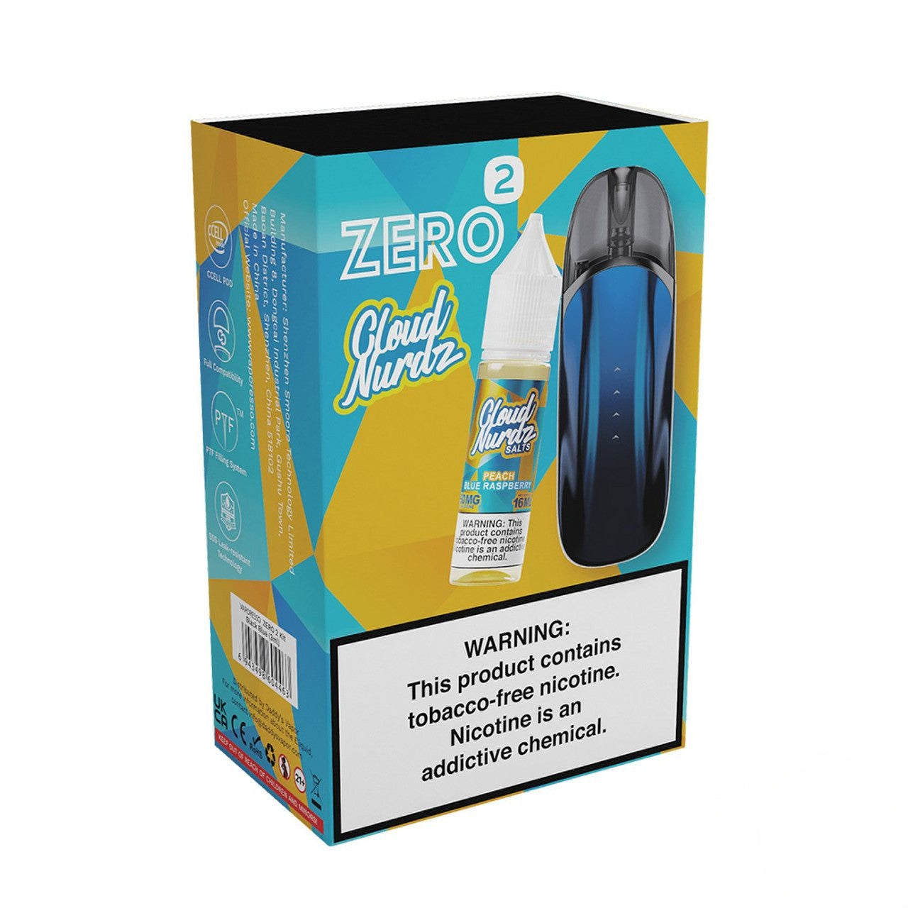 Vaporesso Zero 2 800mAh Refillable Pod System Starter Kit With 2 x 3ML Refillable Pods & 16ML Synthetic Salt Nicotine E-Liquid