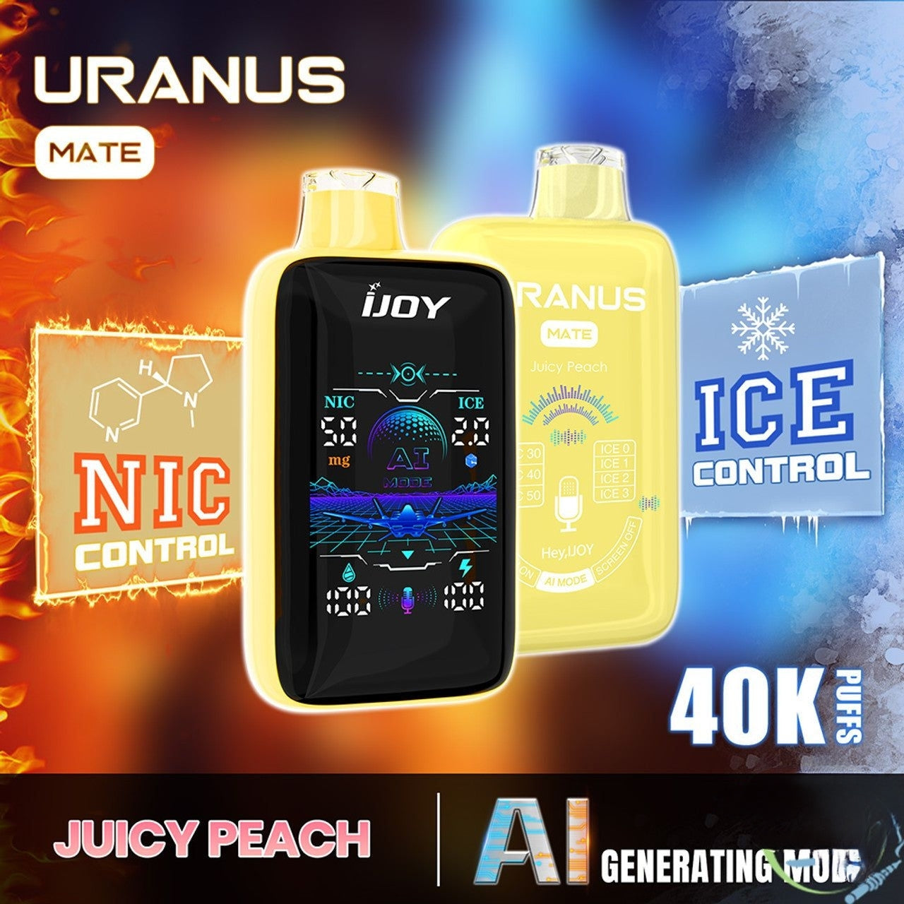 iJoy Uranus Mate 40K Puffs 20ML Disposable Device With Nic + Ice Control & Al Generating Mode